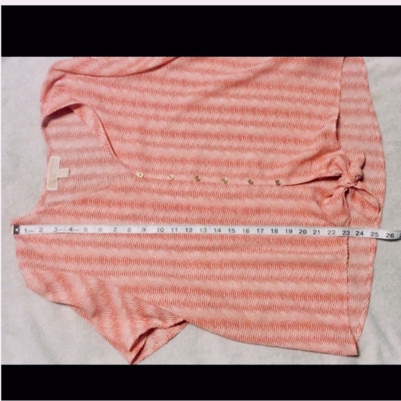 MICHAEL Michael KORS Button Down Short Sleeve FRONT Tie V-Neck SHIRT Size LARGE - Picture 7 of 10